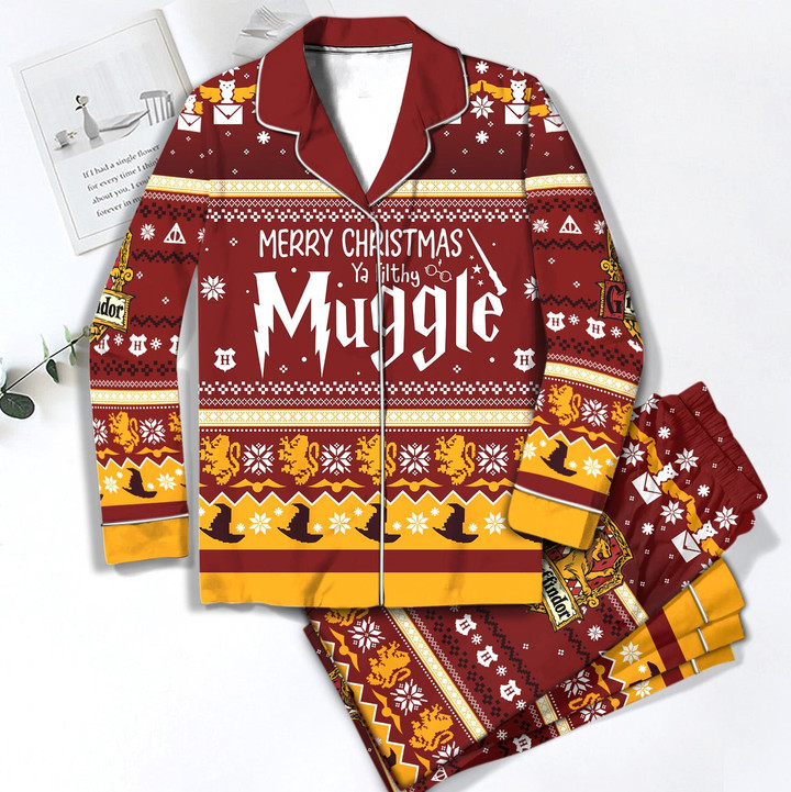 Merry Christmas Ya Fiflthy Muggle Gryff House Premium Pajamas Premium Version