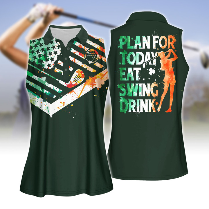 Eat Swing Drink Plan For Today American Flag Golf Apparels