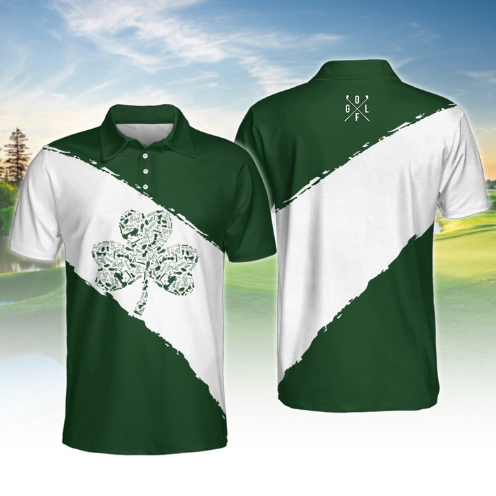 Shamrock Golf Pattern Men Polo Shirt