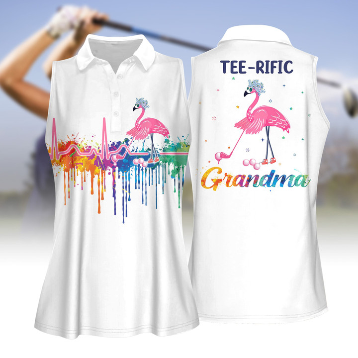 Teerific Grandma WATERCOLOR HEART BEAT Flamingo Women Golf Apparels