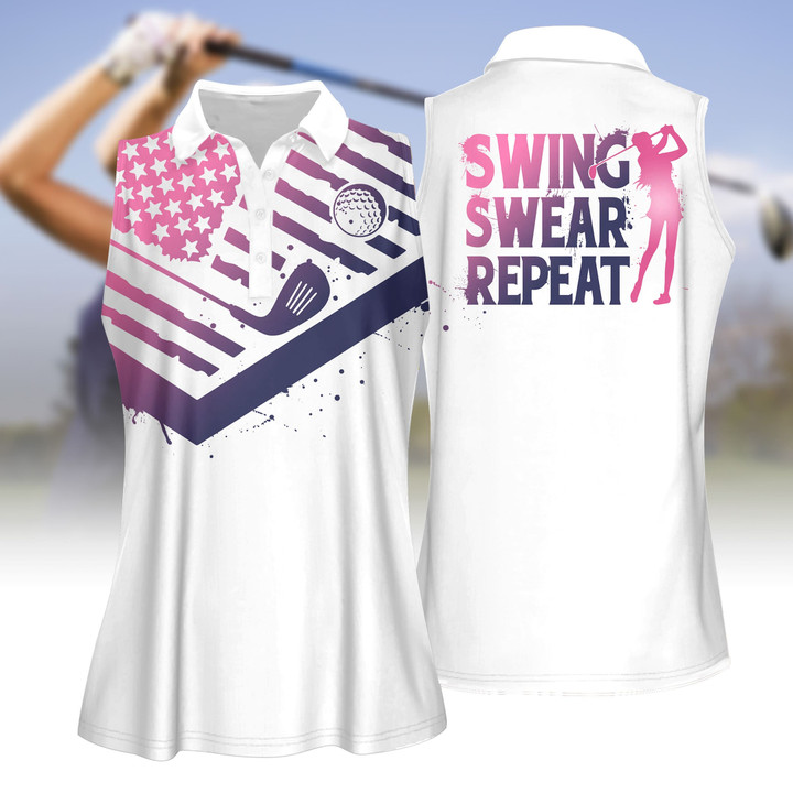 Swing Swear Repeat Pink Gradient Women Golf Apparels