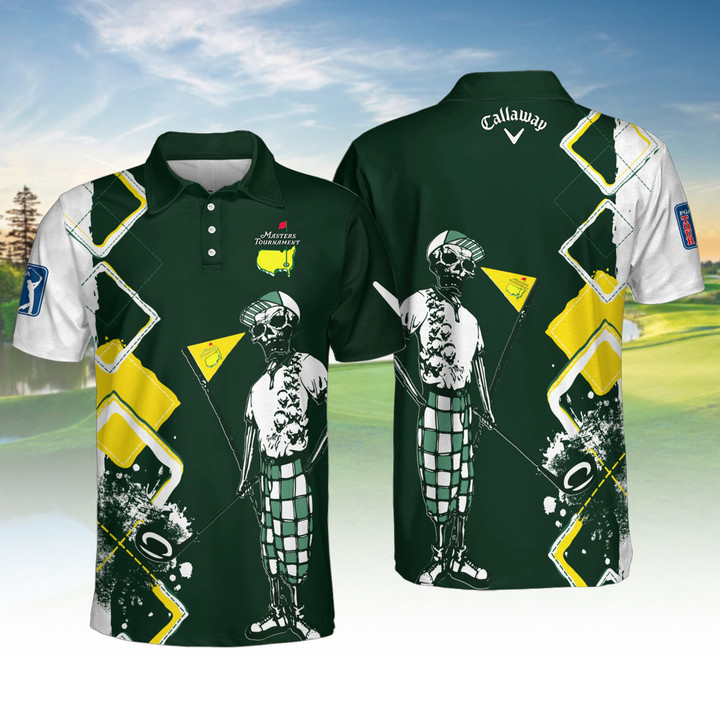 Green Skeleton Argyle MT Men Polo Shirt 2402