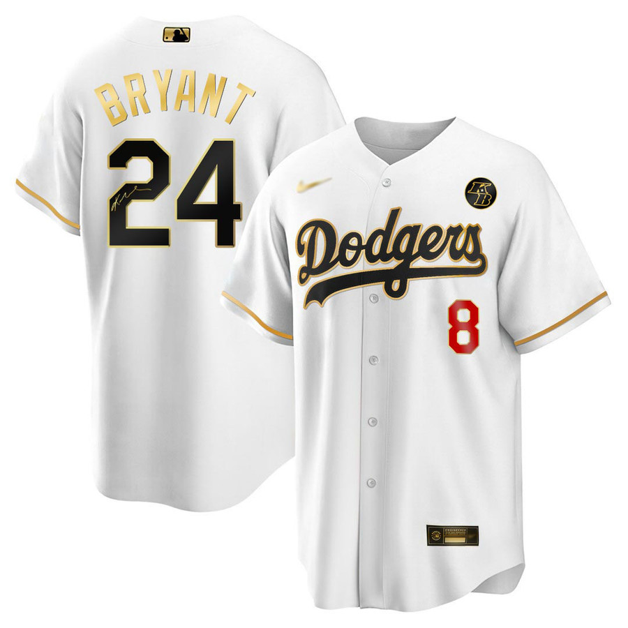 Men's #8/24 Bryant LA Dodgers Golden Jersey - KB Patch - Dgear