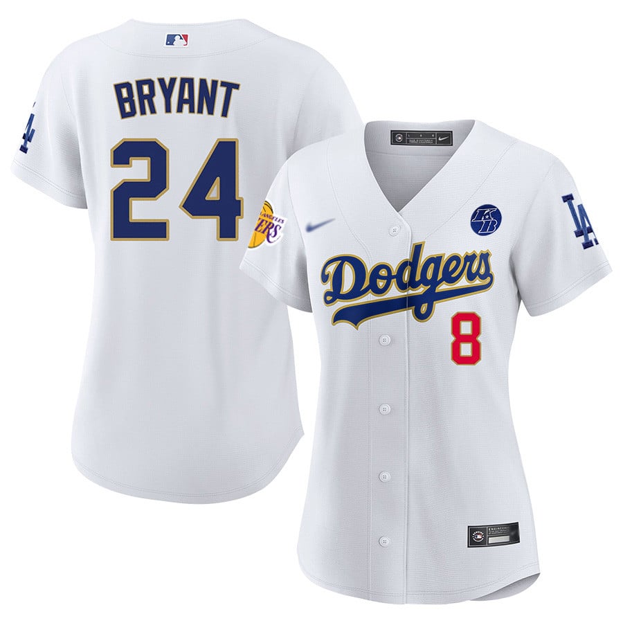 Kobe Bryant #8/24 Los Angeles Dodgers Blue Cool Base Stitched Jersey Lakers  M