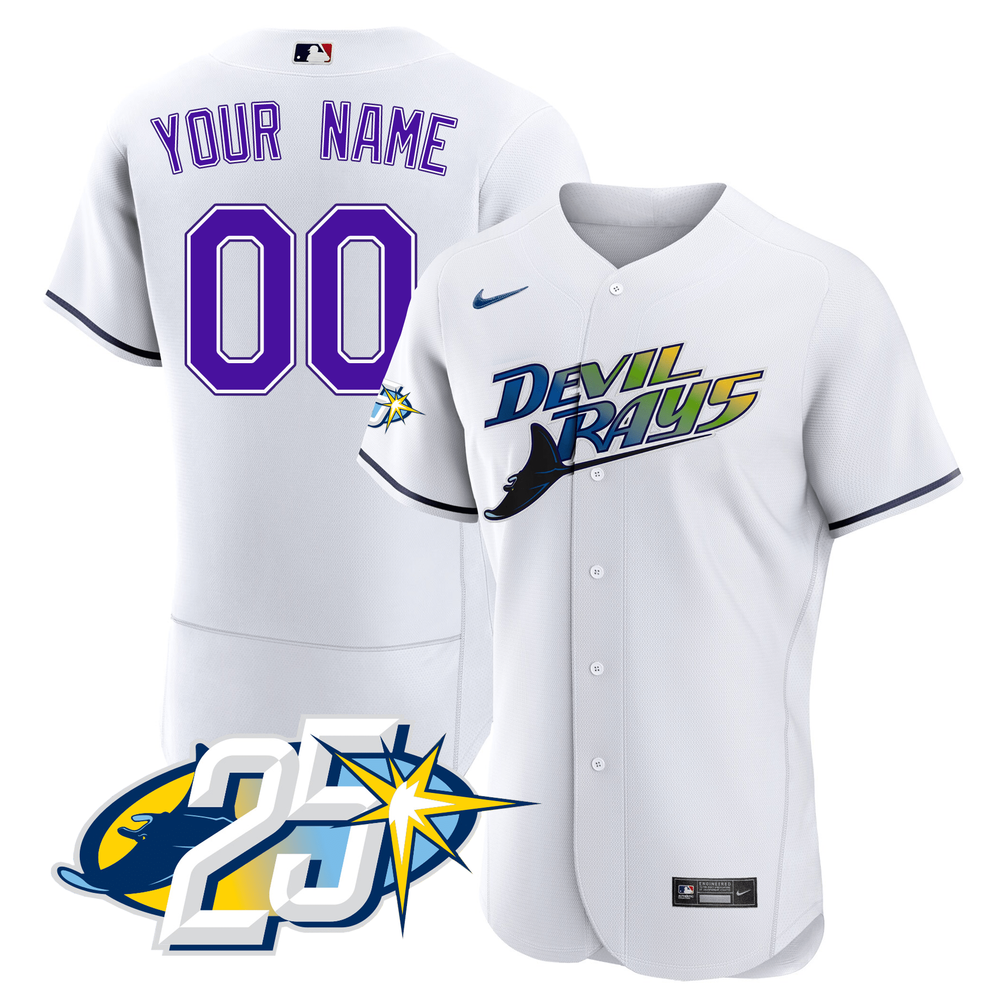 Tampa Bay Rays Players Stitched Jersey - 25th Anniversary Patch