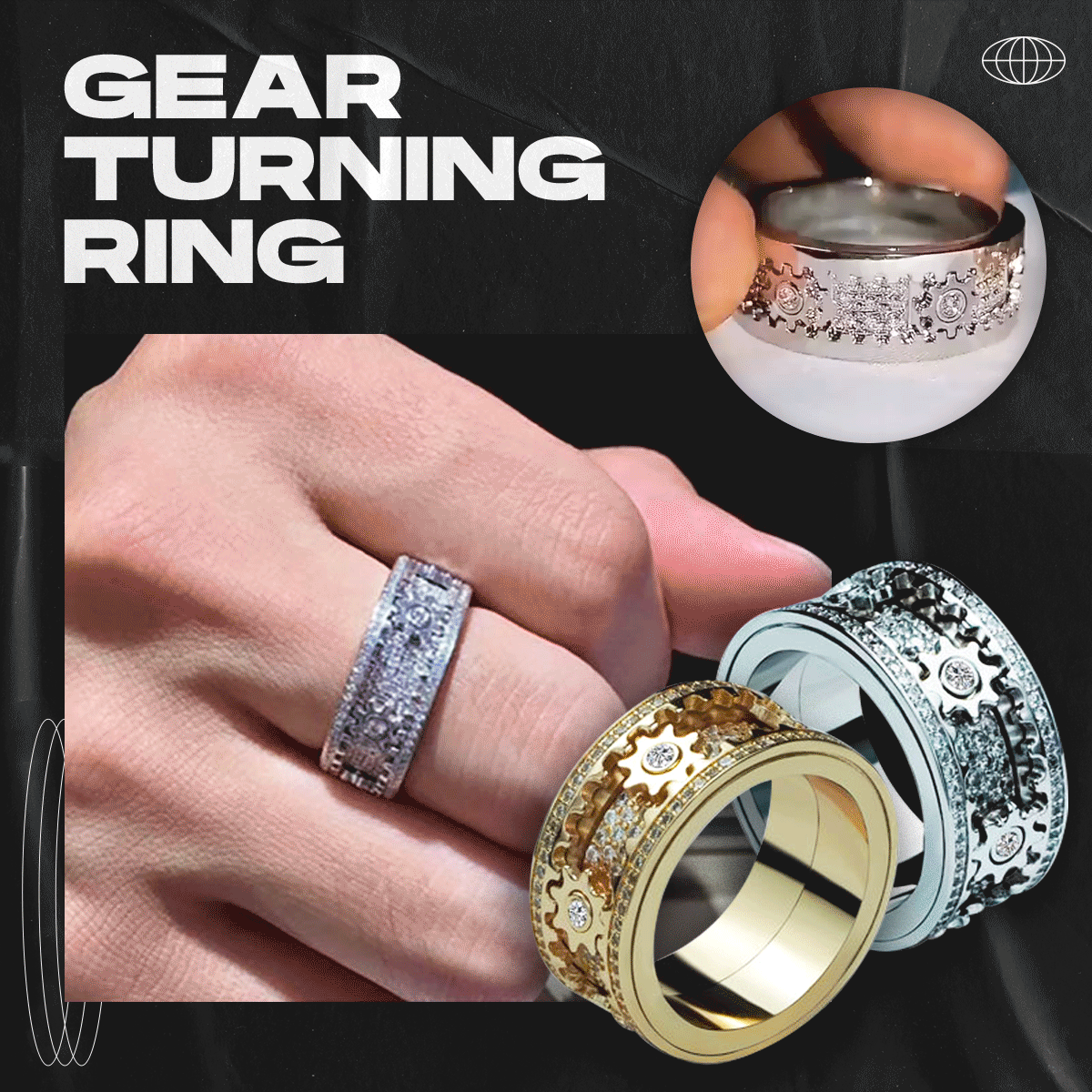 Men's Gear Turning Ring