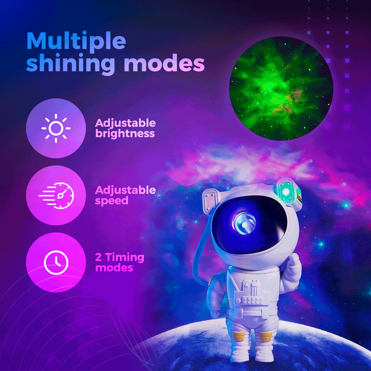 Astronaut Starry Sky Galaxy Projector - Star Projector Night Light, Nebula Projection Lamp with Remote