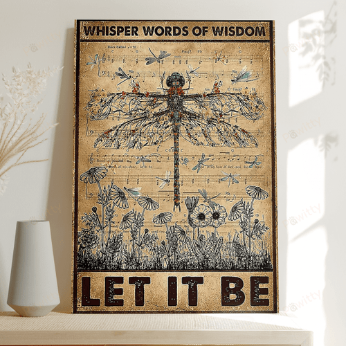 Dragonfly Whisper Words Of Wisdom Let It Be Vintage Retro, Hippie Decor, Hippie Gifts