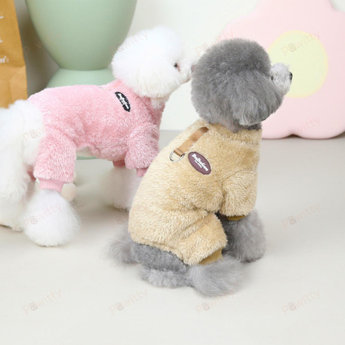 Fleece Pet Elastic Jumpsuit with Pull Ring Soft Coral Fleece Pet Clothes Warm Dog Vest Coat Cute Puppy Sweater