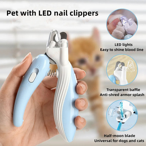 Pet Dog Cat Nail Clipper Nail Clippers with Led Light Safety Anti-Splash Pet Claw Grooming Scissors Pet Nail Trimmer