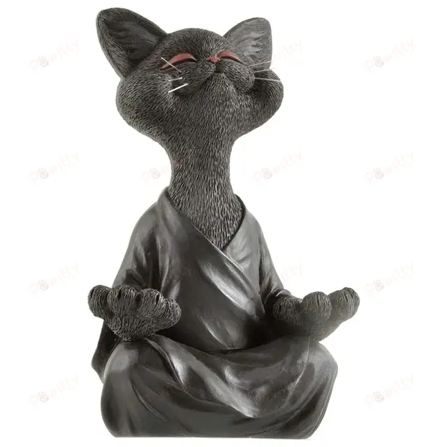 Happy Zen Yoga Meditation Buddha Cat Figurine Meditation Yoga Collectible Happy Cat Decor Home Garden Decoration