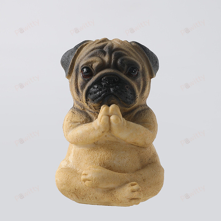 Mini Yoga French Bulldog Pug Statue Table Decoration Ornament