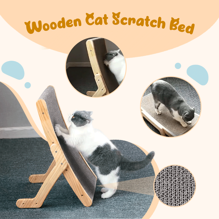 Cat Scratcher Board Wooden Frame Cat Scratching Bed
