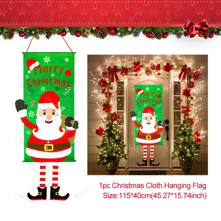 Merry Christmas Hanging Porch Door Banner