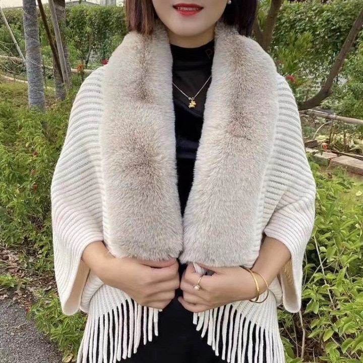 Ladies Knitted Loose Thickened Shawl Coat