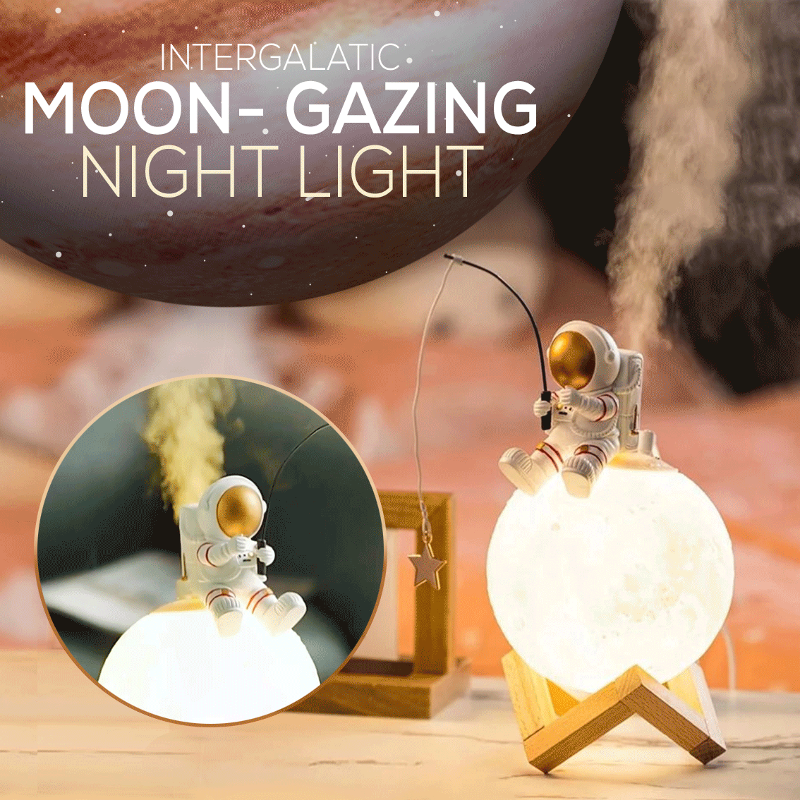 Moon Astronaut Air Humidifier Essential Oil Diffuser LED Night Lamp