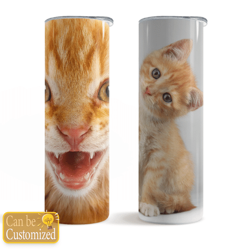 Custom Cat Pet Print on Skinny Tumbler