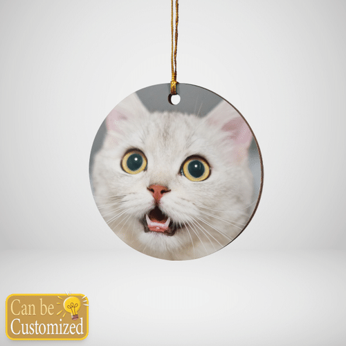 Custom Cat Print Round Ornament