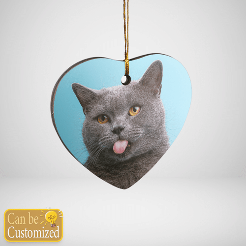 Custom Cat Print Heart Ornament