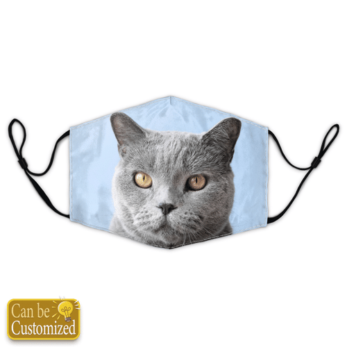 Custom Cat Print Fabric Mask with Filters