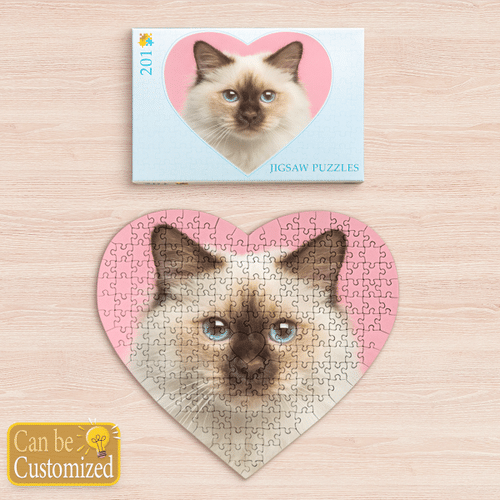 Custom Cat Print Heart Puzzle