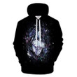 Black Abstract Line Purple Wolf Fantasy Animal B1181 3D Pullover Printed Over Unisex Hoodie