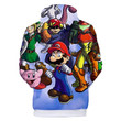 Mario Hoodie - Super Smash Bros Nintendo Character 3D Full Print Drawstring Hooded Pullover Sweatshirt
