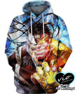 Monster Battle Art#1718 3D Pullover Printed Over Unisex Hoodie