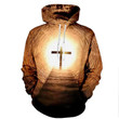 Cross In Light A838 3D Pullover Printed Over Unisex Hoodie