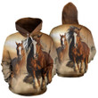 Brown Couple Horse Pullover Hoodie