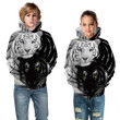Kids Fashion 3D Sweatshirt Black White Tiger print Hoodie