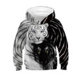 Kids Fashion 3D Sweatshirt Black White Tiger print Hoodie