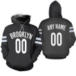 Brooklyn Nets Swingman Personalized Black Icon Edition 2019 Jersey Inspired Style Hoodie