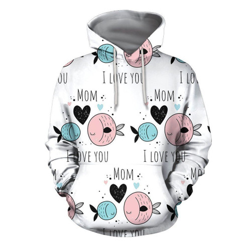 3D All Over I Love Mom Hoodie Bt08