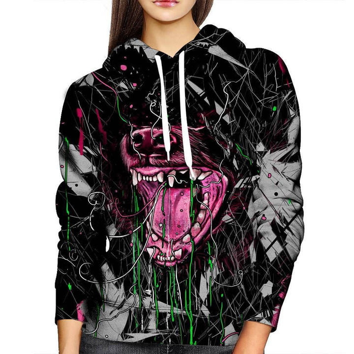 Untamed Womens A2712 3D Pullover Printed Over Unisex Hoodie