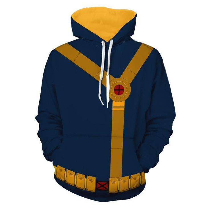 X-Men Scott Summers Cyclops Dope Blue Suit Cosplay A4087 3D Pullover Printed Over Unisex Hoodie