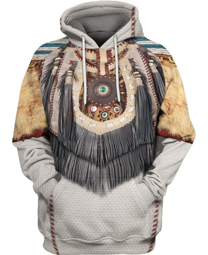 Native Smooth Fur Art#348 3D Pullover Printed Over Unisex Hoodie
