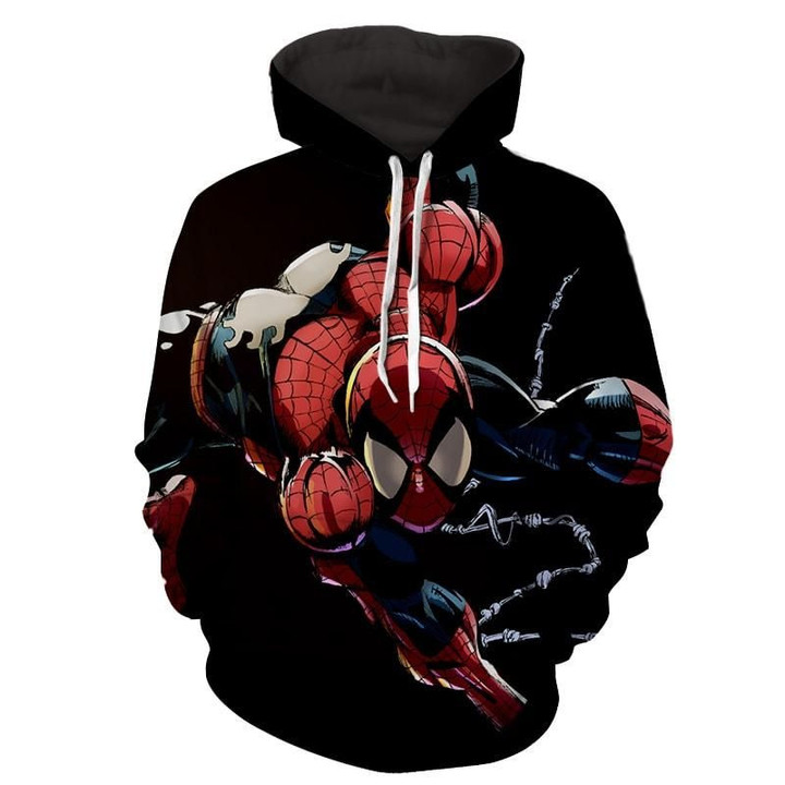 Spiderman Web Comic Art Black A3991 3D Pullover Printed Over Unisex Hoodie