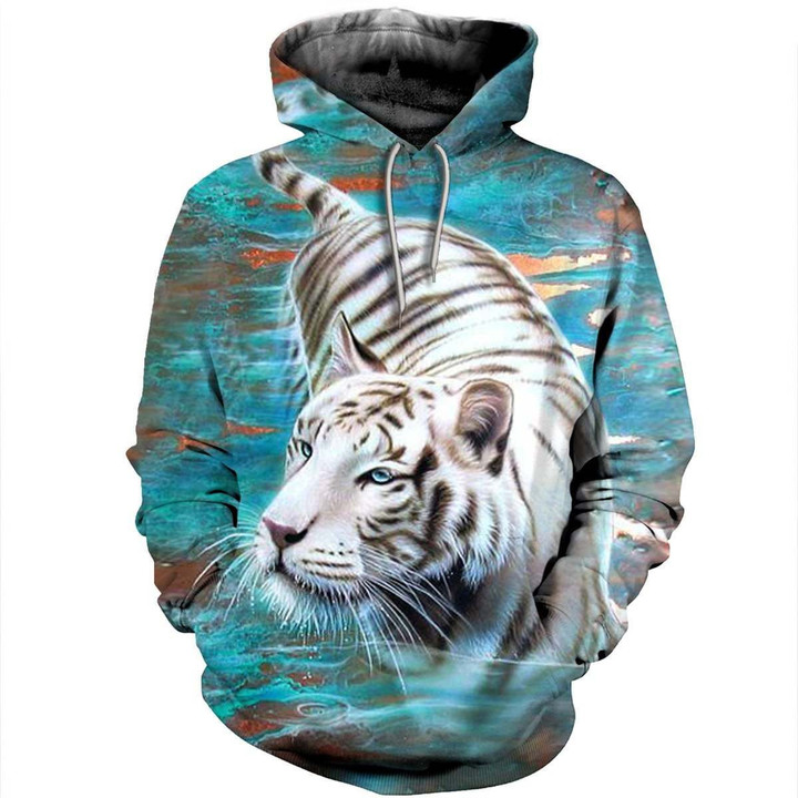 Tiger 5120196 B1472 3D Pullover Printed Over Unisex Hoodie