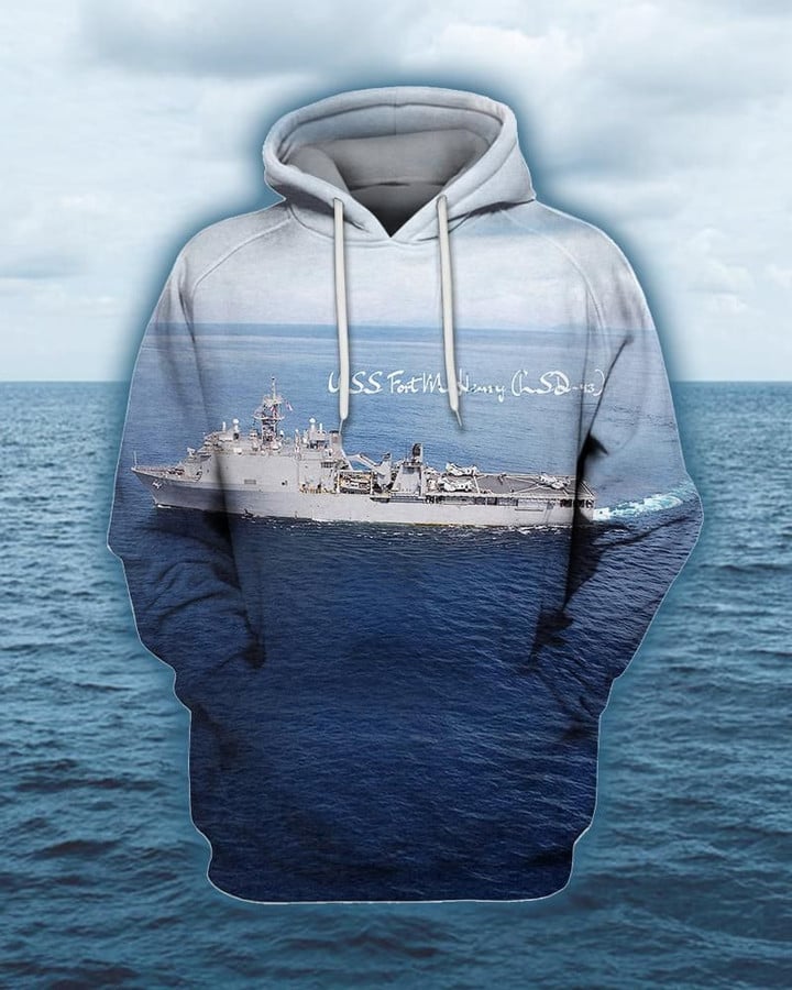Uss Fort Mchenry (Lsd-43) Art#825 3D Pullover Printed Over Unisex Hoodie