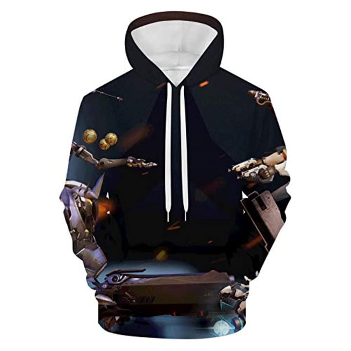 Overwatch Hoodie - Confrontation 3D Print Black Hooded Pullover Sweatshirt