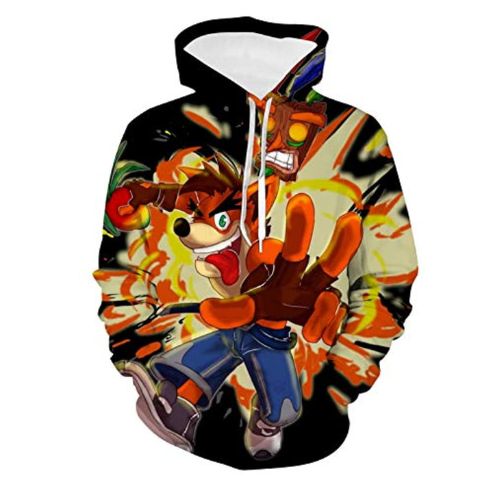 Crash Bandicoot Hoodies - Crash Bandicoot Aku Aku 3D Print Pullover Sweatshirt