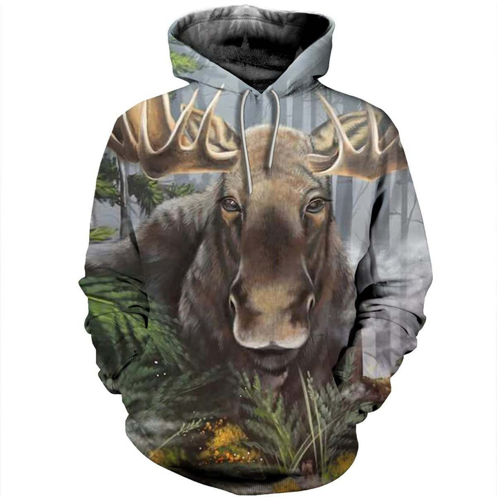 Moose 29129 B1391 3D Pullover Printed Over Unisex Hoodie