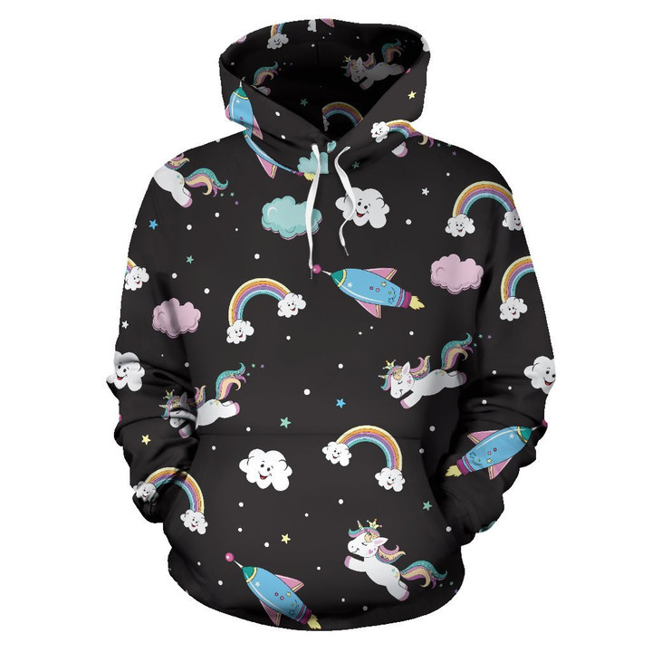 Cool Custom Hoodie Star Space Unicorn Pattern Print Pullover Hoodie Art#315 Hoodies For Men And Women