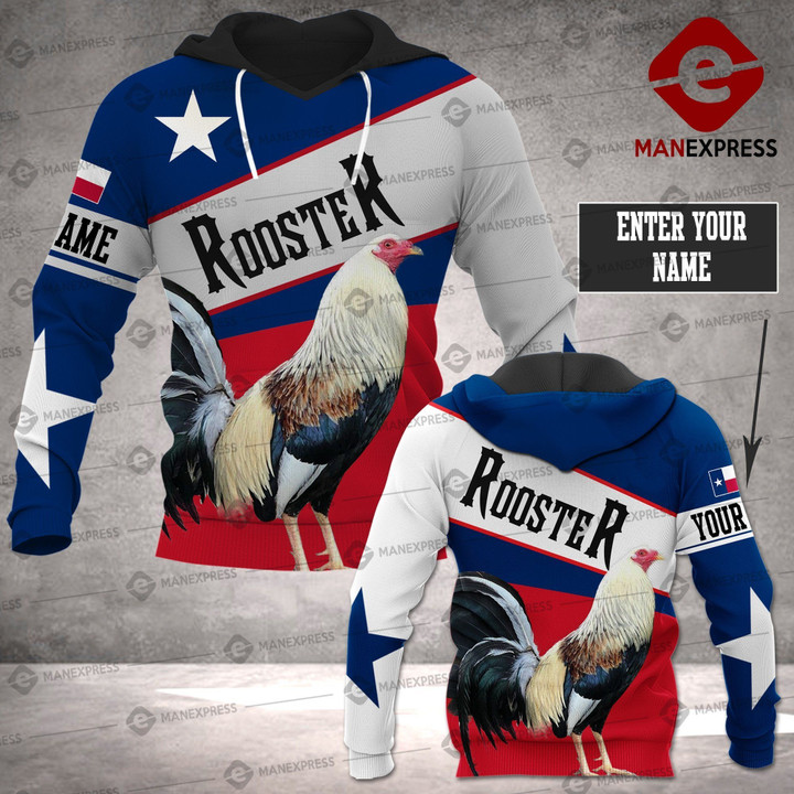 Texas Rooster Personalized Unisex 3D Hoodie All Over Print HJIVR