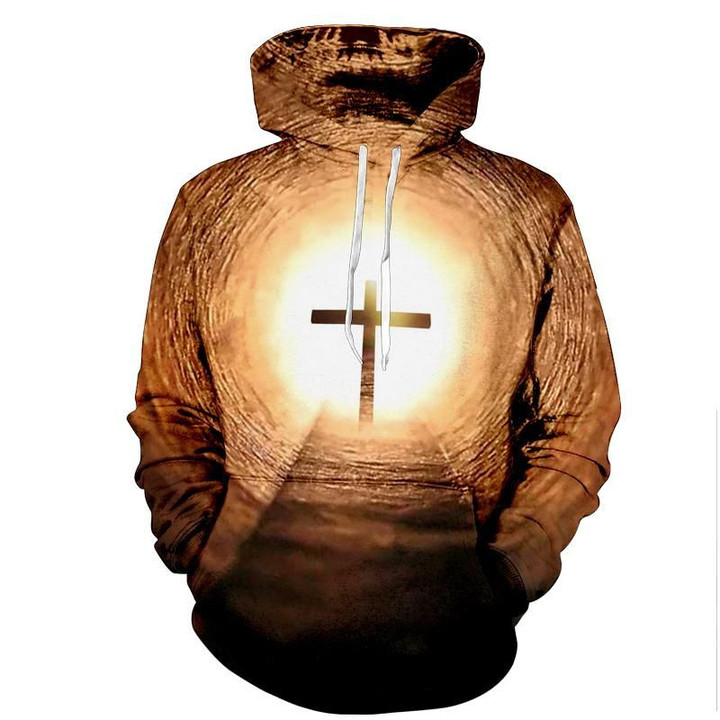 Cross In Light A838 3D Pullover Printed Over Unisex Hoodie