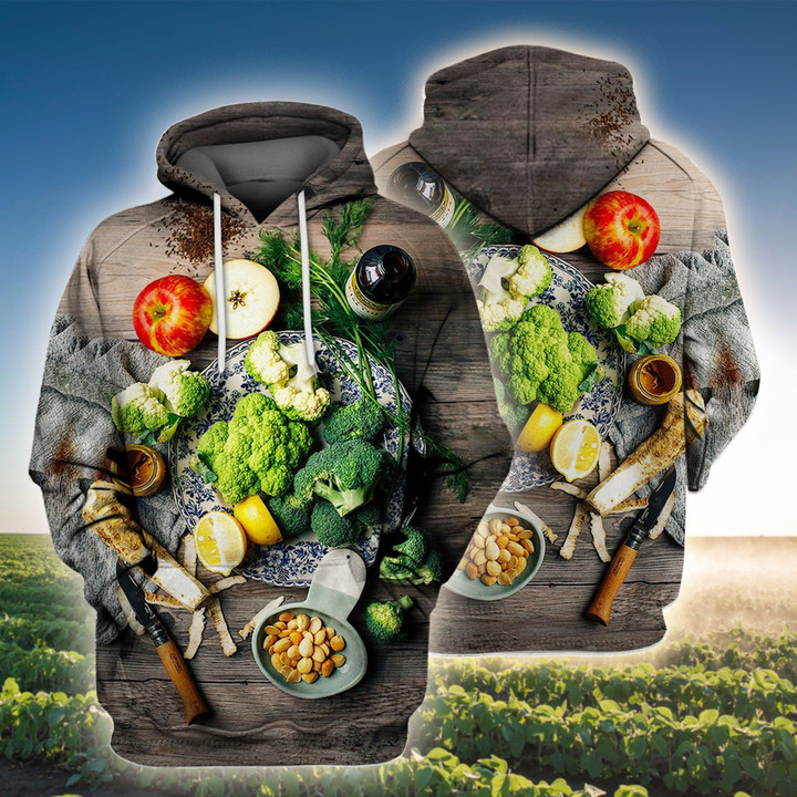Vegetables Is A Best Friend Of Chef Art#1105 3D Pullover Printed Over Unisex Hoodie