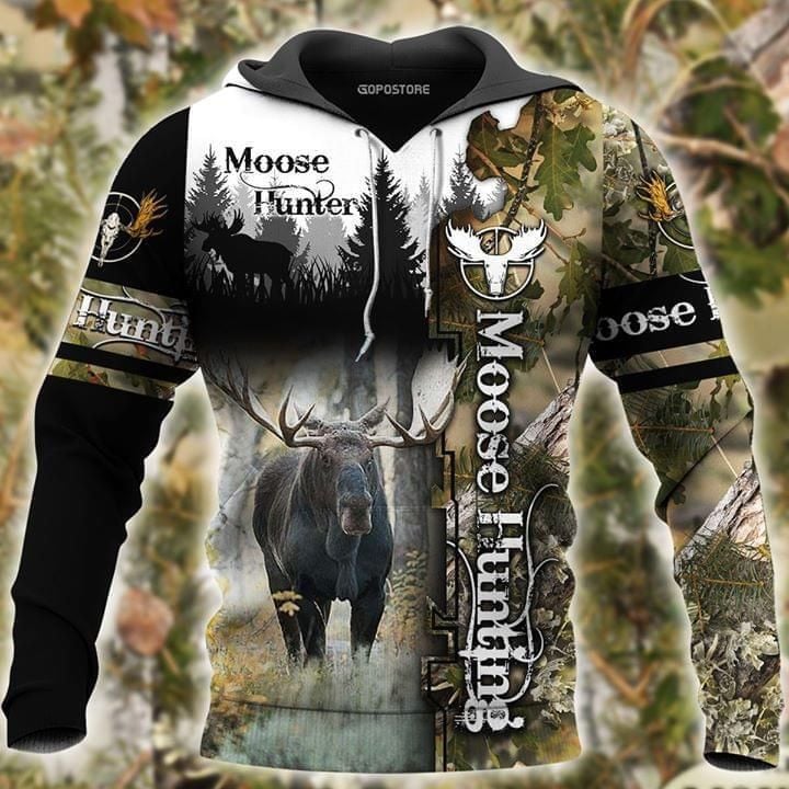 Moose In Forest Hunter 3D t shirt hoodie sweater