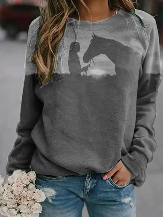 Girl With Horse In Sunset Time 3D t shirt hoodie sweater