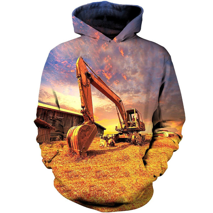 Excavator Heavy Equipment Operator Cool Mens Art#1846 3D Pullover Printed Over Unisex Hoodie